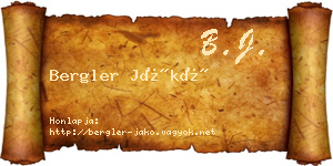 Bergler Jákó névjegykártya